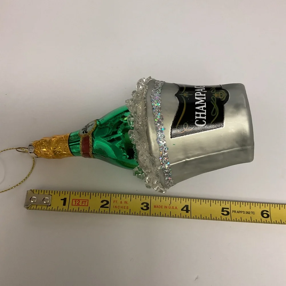 SILVER TREE GLASS CHAMPAGNE BUCKET AND BOTTLE 5.5” NWOT - Picture 9 of 13